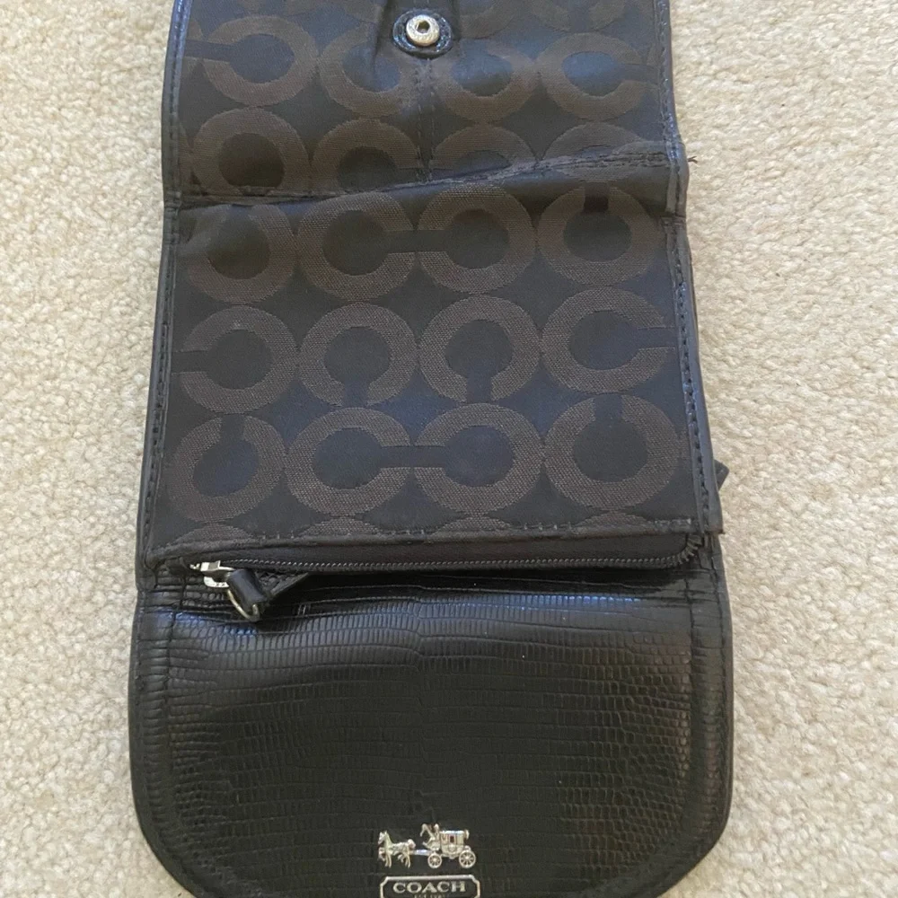 Coach Black Textured Wallet with Logo